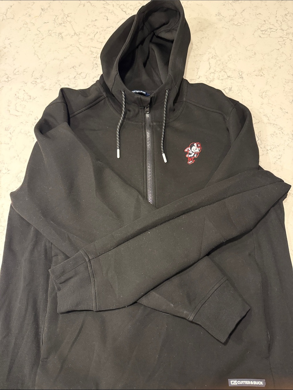 Cutter & Buck Men's Black Zip-Up Ohio State Hoodie Sweater with Red Logo Size L